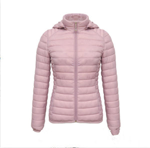 Autumn And Winter Zipper Short Hooded Detachable Solid Color Stand Collar Lightweight Cotton-padded Jacket