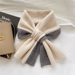 Sweet Color-blocked Knitted Scarf For Women Autumn And Winter Warm Versatile Fashion Scarf For Girls