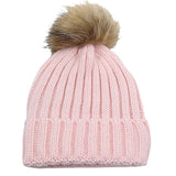 Fur Ball Knitted Hat Warm And Thick Woolen Cap