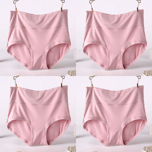 Women Underwear Soft Viscose Solid Color High Waist Panties 4pcs A Lot