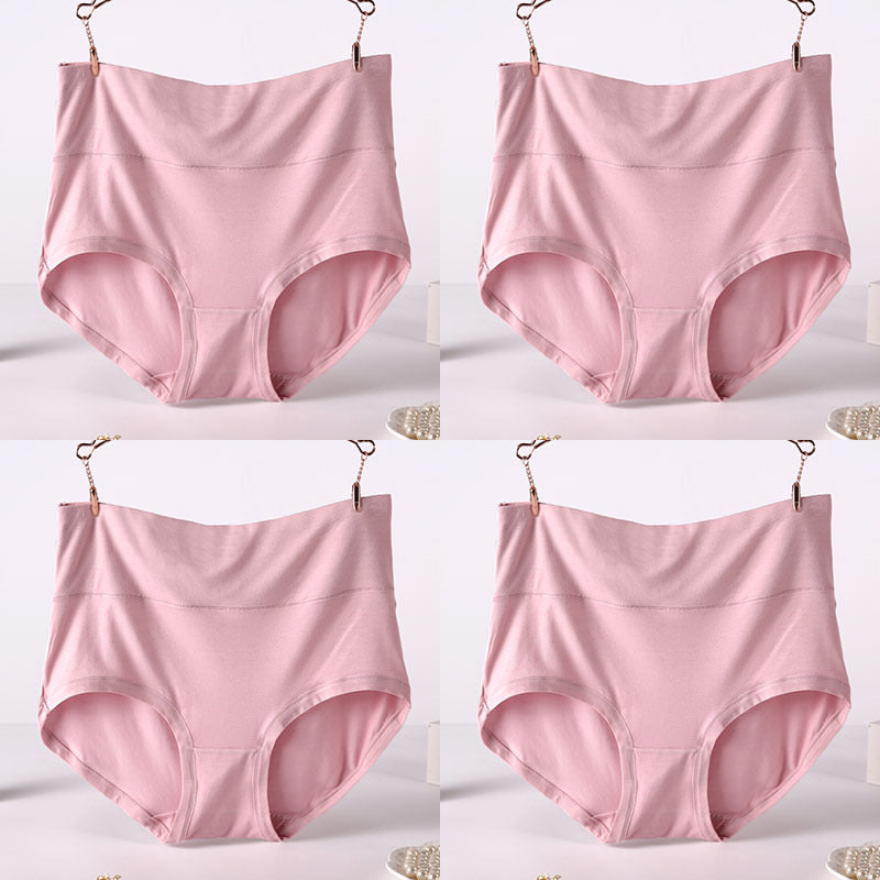 Women Underwear Soft Viscose Solid Color High Waist Panties 4pcs A Lot