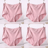 Women Underwear Soft Viscose Solid Color High Waist Panties 4pcs A Lot