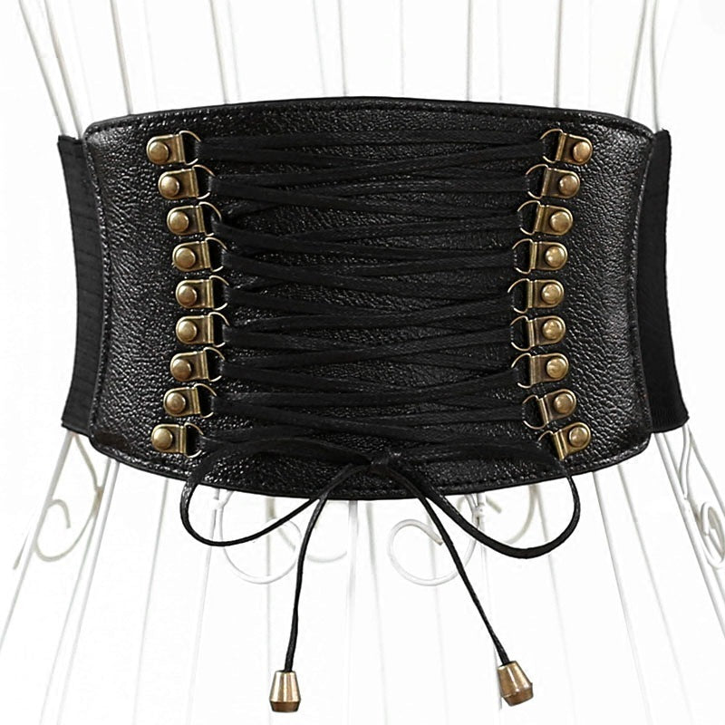 European and American super wide waist women fashion elastic elastic fringed wide belt decorative skirt accessories