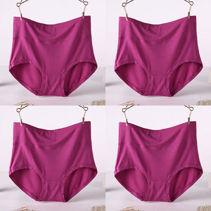 Women Underwear Soft Viscose Solid Color High Waist Panties 4pcs A Lot