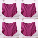 Women Underwear Soft Viscose Solid Color High Waist Panties 4pcs A Lot