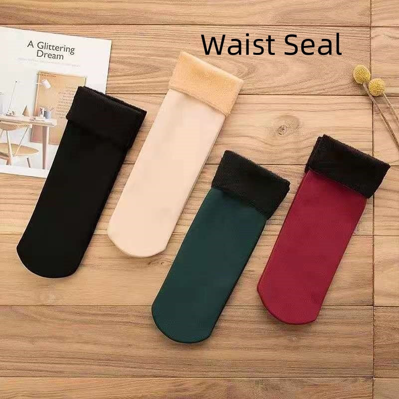 Fleece Lined Padded Warm Keeping Snow Socks Women Mid-high Tube Long