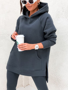 Women's Solid Color Hooded Casual Loose Sweater