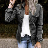 European and American mid-length denim jacket women