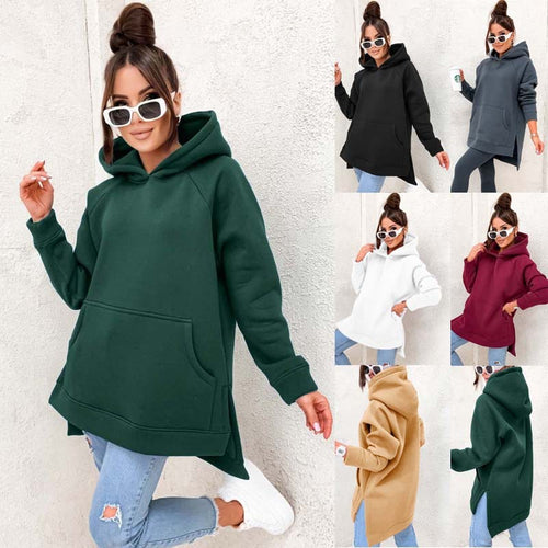 Women's Solid Color Hooded Casual Loose Sweater