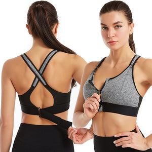 Adjustable Front Zipper Sports Bra