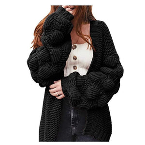 Cute Thick Sweater Long Pompom Cardigan