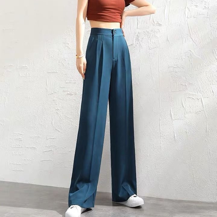 Women's Wide Leg High Waist Drooping Loose Slimming And Straight Casual Mopping Chiffon Suit Pants