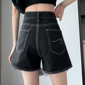 High Waist Design Denim Shorts For Women