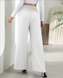 Fashion Straight Wide Leg Pants Elastic High Waist Casual Trousers For Women