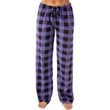 Drawstring Plaid Print Trousers Casual Loose Sports Home Pants Women