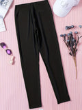 Plus Size Burnt Flower Solid Color Bottom Women's Pants