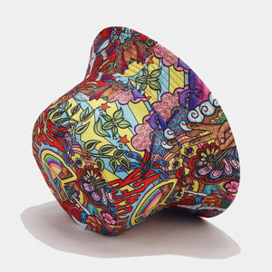 Graffiti Double-sided Bucket Hat Female Party Hip Hop Bucket Hat