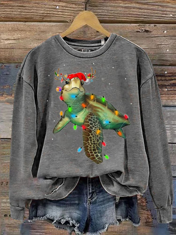 Women's Sweater 3D Digital Christmas Series Printed Crew Neck Sweatshirt