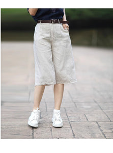 Casual Pants Baggy Oversized Cropped Pants Cotton Linen Cropped Pants Women's Slimming Linen Wide Leg Shorts