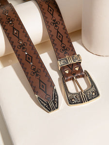 Retro Pattern PU Belt Western Style Women's Belt