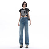 Women's Light-colored Narrow Wide-leg Jeans