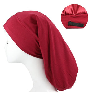 Women's Satin Satin Lined Adjustable Long Nightcap