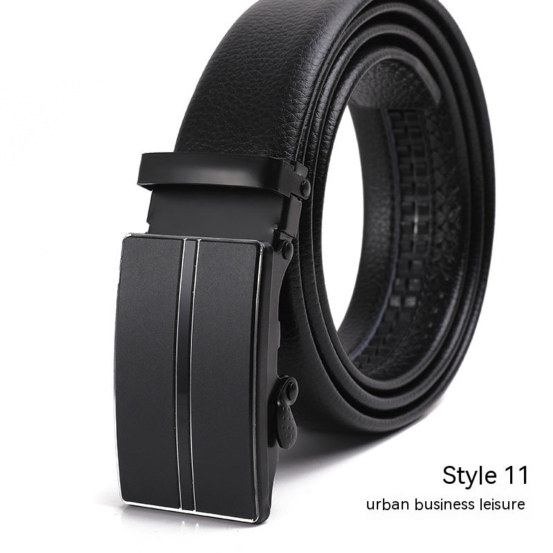 Men's Fashion Automatic Buckle Litchi Pattern Belt