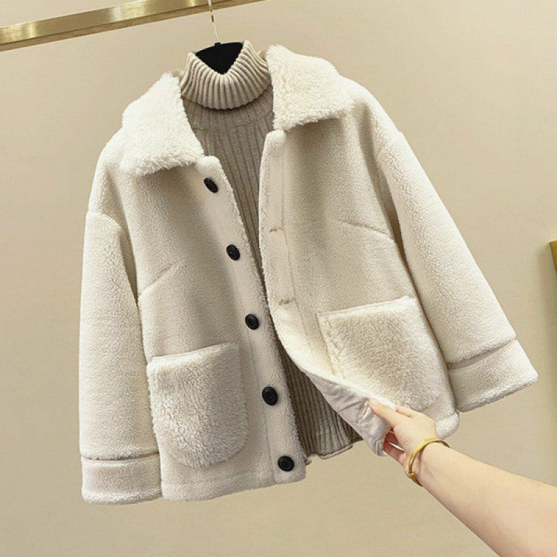 Lamb Wool Fur Sweater Casual Pants Three Piece Set Fashion Suit Women