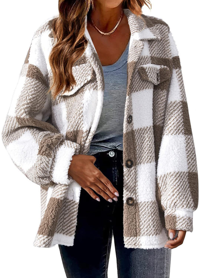 Women's Fashion Jacket Button Plush Coat