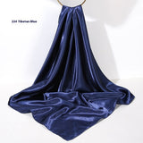 Pure Color Silk Scarf Artificial Silk 90cm Shiny Satin Shawl