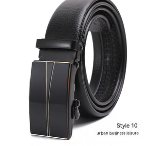 Men's Fashion Automatic Buckle Litchi Pattern Belt