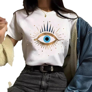 T-shirt Printing Casual Cute Eye Printing Short Sleeve