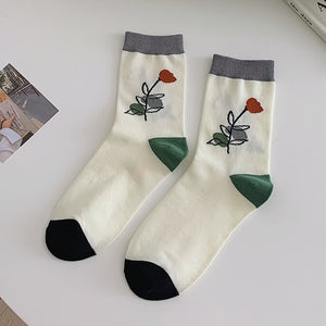 Lingerie Small Flower Medium Tube Women's Socks