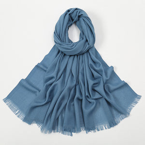 Flat Slub Cotton Solid Color Scarf Breathable Monochrome