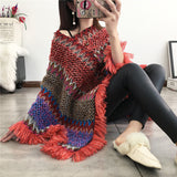 Tassel scarf coat woman