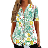 European And American Spring And Summer New Cardigan Casual Printed Short Sleeves T-shirt For Women