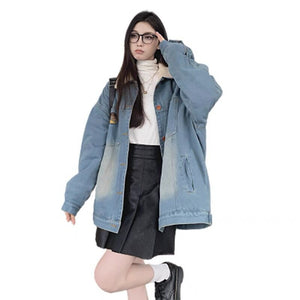 Retro Hong Kong Style Color Block Denim Coat Women's Cardigan Slimming All-matching Jacket