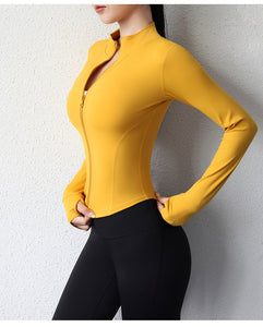 Women's Yoga Clothes Brushed Slim Fit Sports Long-sleeved Jacket