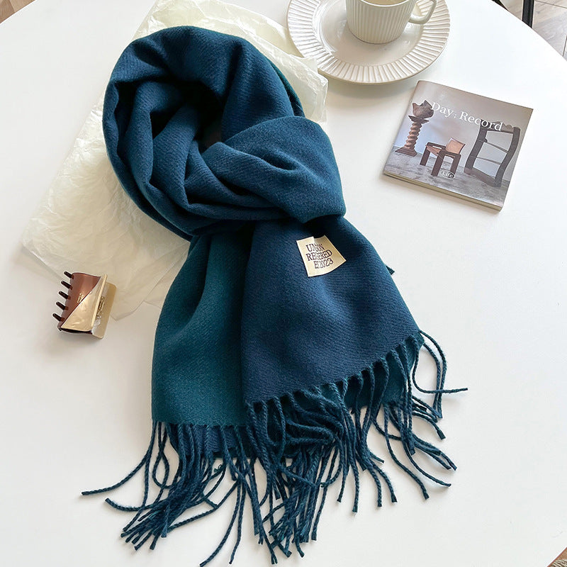 Double-sided Artificial Cashmere Scarf Women's Winter Warm Couple