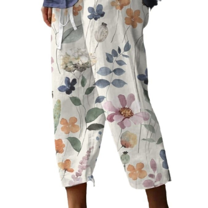 European And American Fashion Casual Flower Pattern Floral Print Casual Jumpsuit