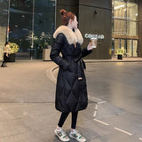 White Duck Slim Fit Down Jacket Women Overknee Mid-length Big Fur Collar Coat