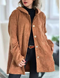 Women's Hooded Loose Corduroy Casual Jacket