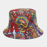 Graffiti Double-sided Bucket Hat Female Party Hip Hop Bucket Hat