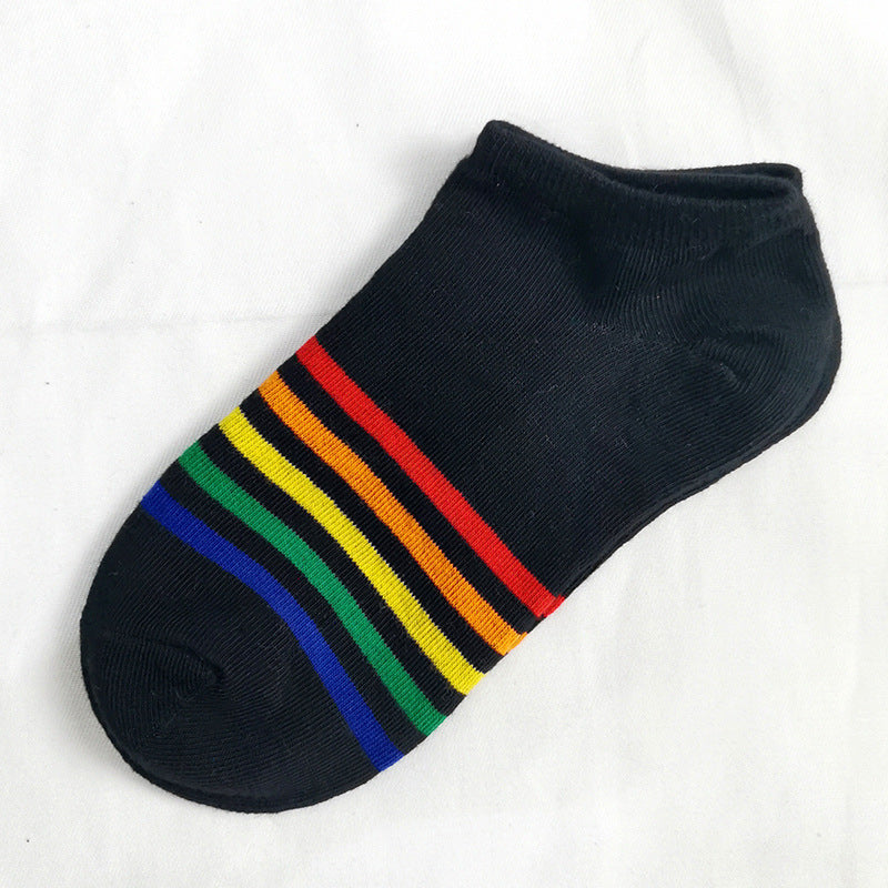 Rainbow Short Tube Low Top Doll Unisex Ins Trend Trendy Socks