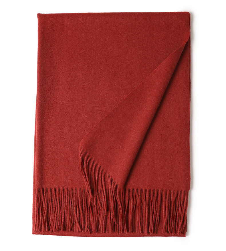 New Solid Color Wool Long Beard Warm Tassel Scarf Thick