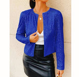 Fashion Colorblock Sequins Short Casual Jacket