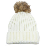 Fur Ball Knitted Hat Warm And Thick Woolen Cap