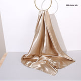 Pure Color Silk Scarf Artificial Silk 90cm Shiny Satin Shawl