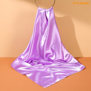 Pure Color Silk Scarf Artificial Silk 90cm Shiny Satin Shawl