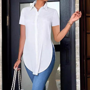 Summer Fashion Simple Polo Collar Women's Shirt